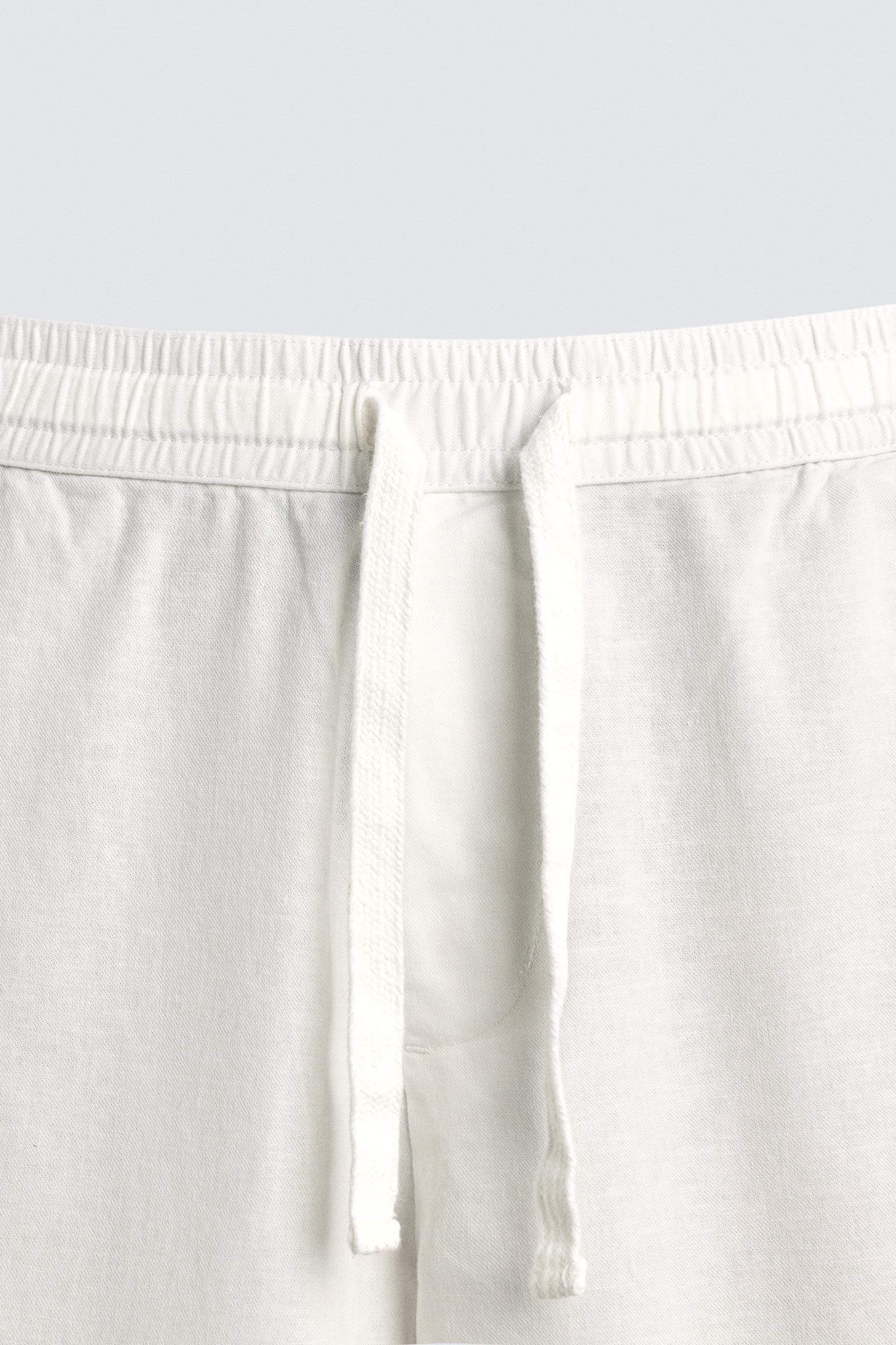 Linen Blend Relaxed Fit Trousers (Oyster White)
