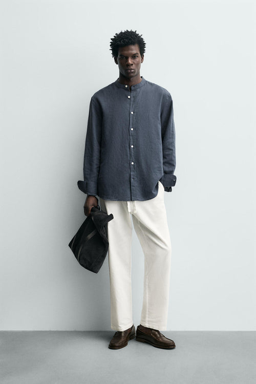 Linen Blend Relaxed Fit Trousers (Oyster White)