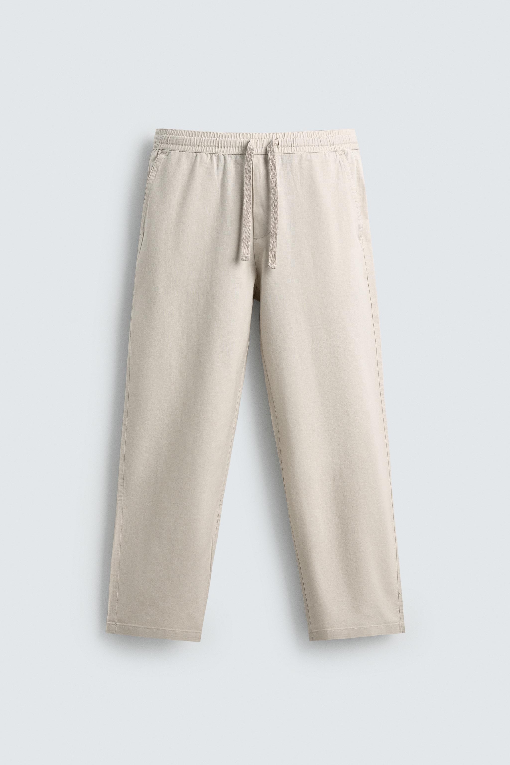 Linen Blend Relaxed Fit Trousers (Pearl Grey)