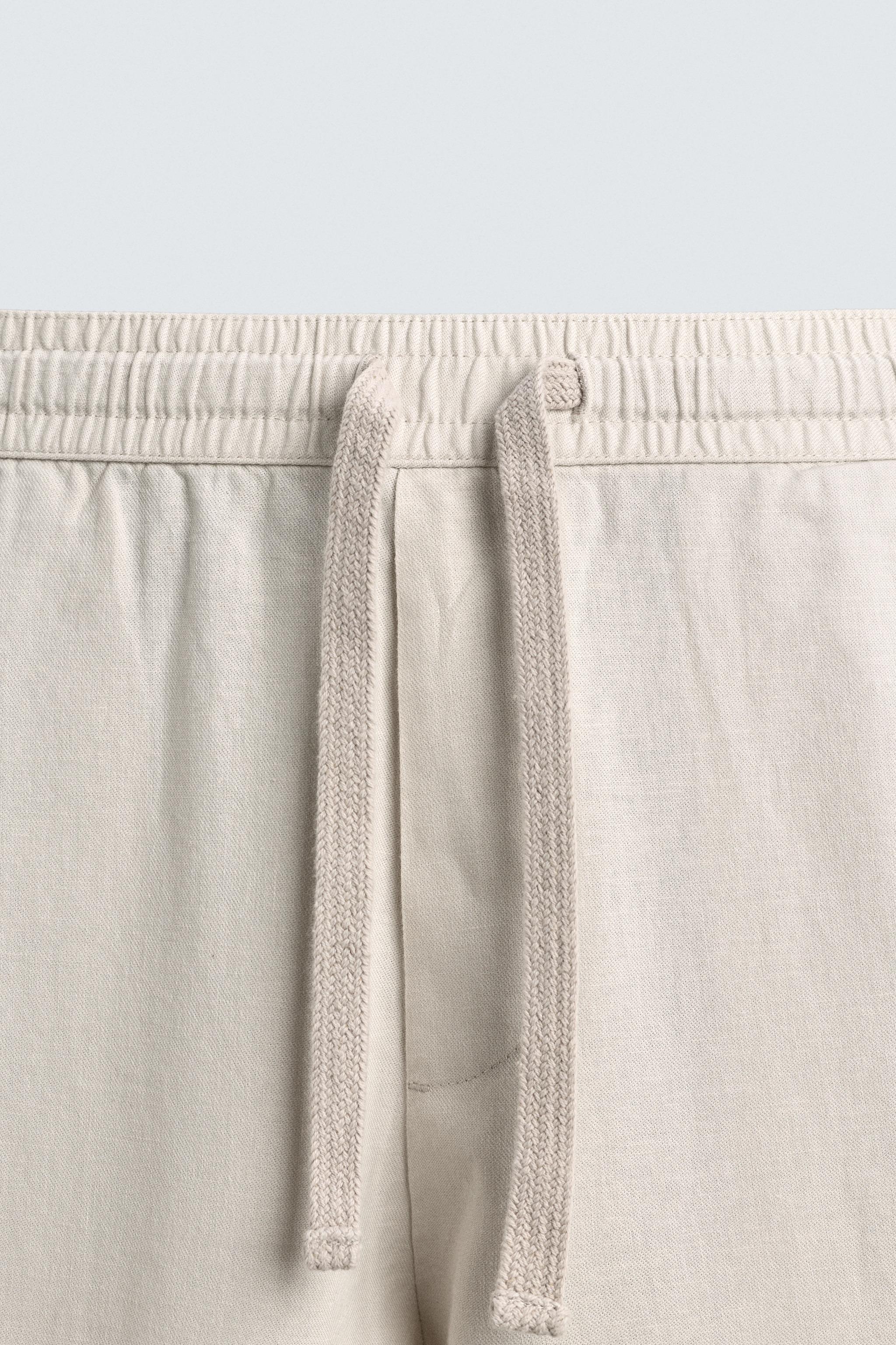 Linen Blend Relaxed Fit Trousers (Pearl Grey)