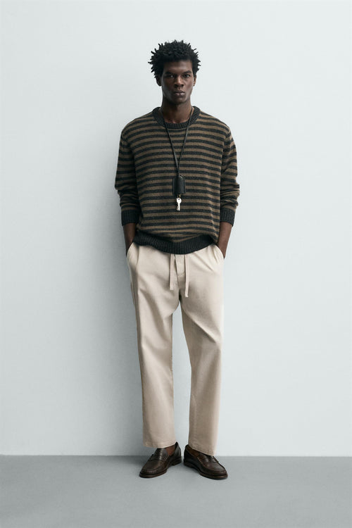 Linen Blend Relaxed Fit Trousers (Pearl Grey)