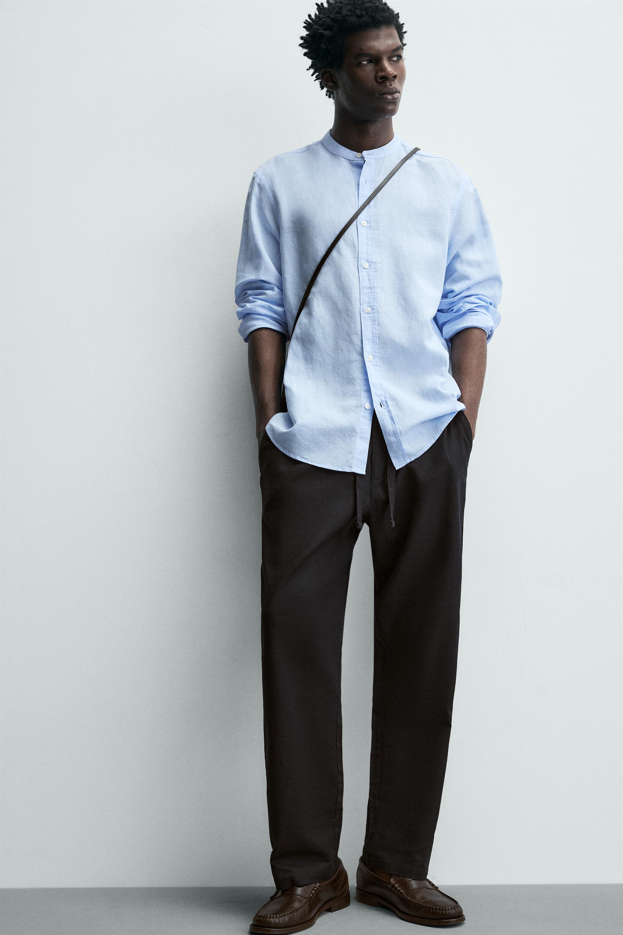 Linen Blend Relaxed Fit Trousers (Black)