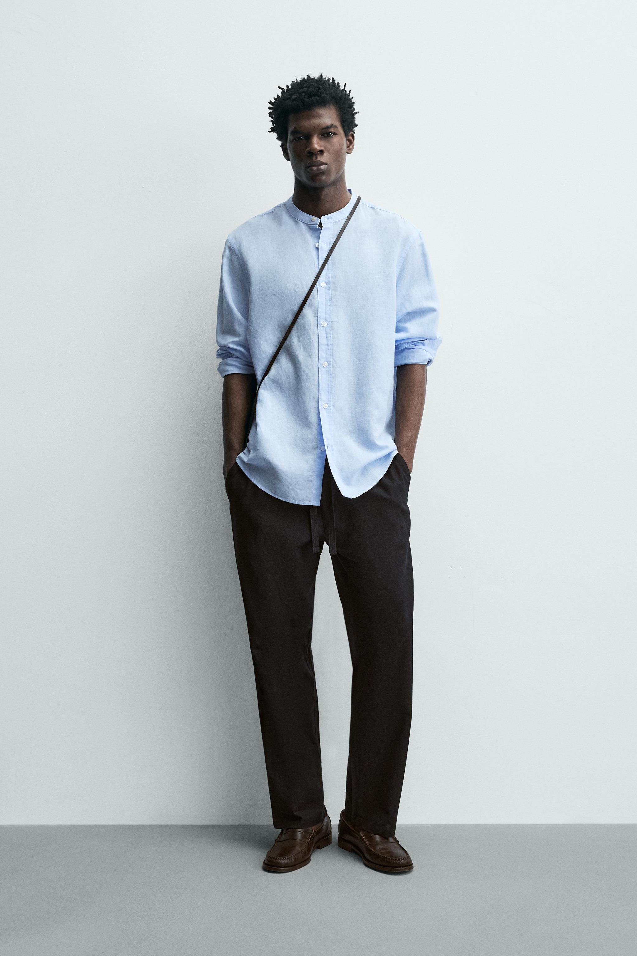 Linen Blend Relaxed Fit Trousers (Black)