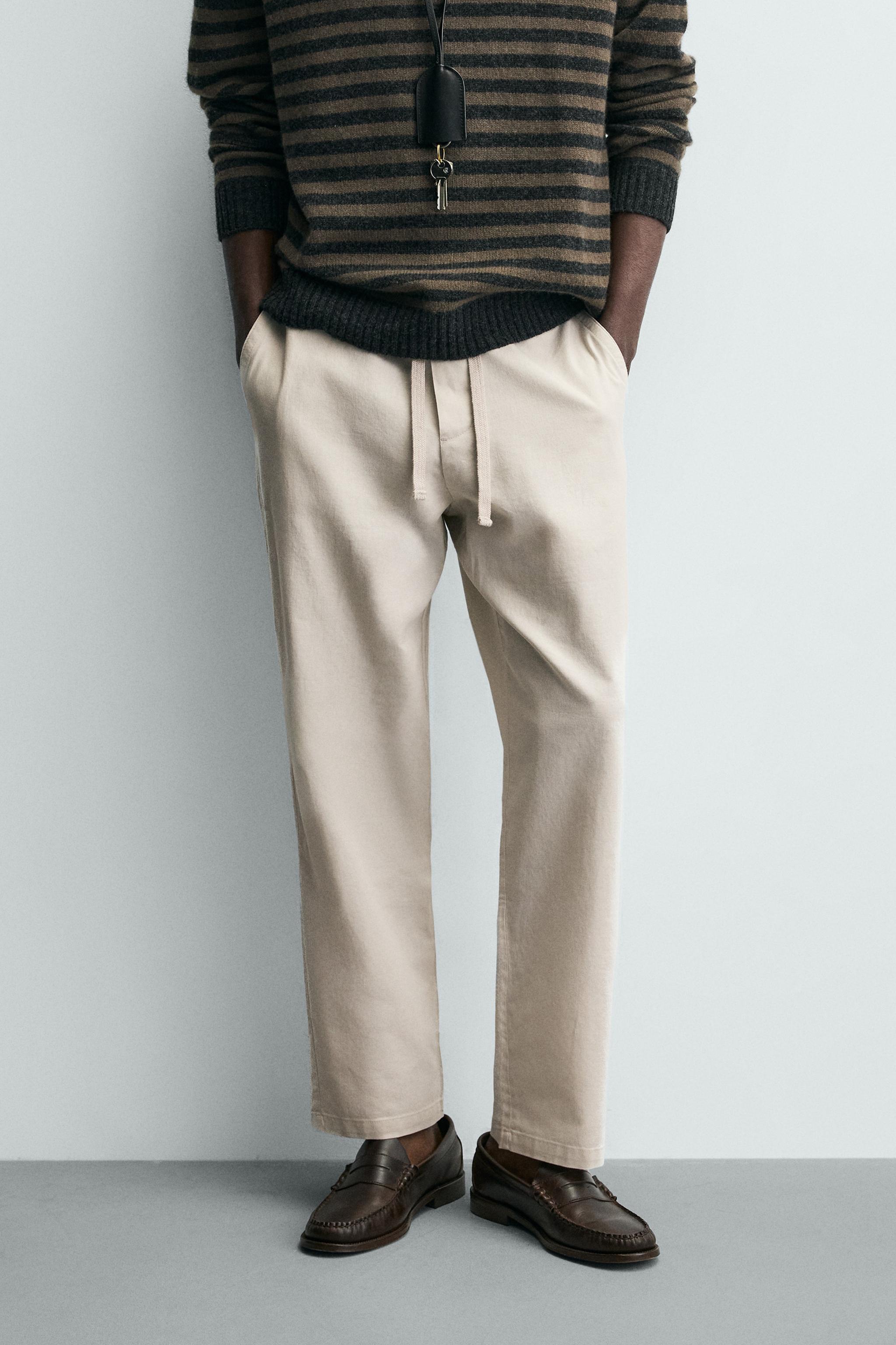 Linen Blend Relaxed Fit Trousers (Pearl Grey)