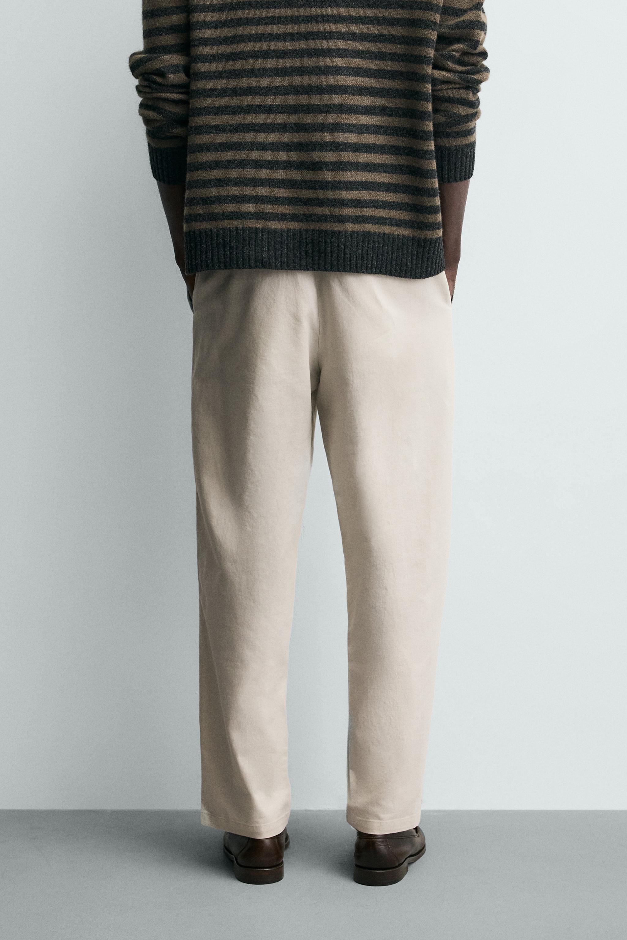 Linen Blend Relaxed Fit Trousers (Pearl Grey)
