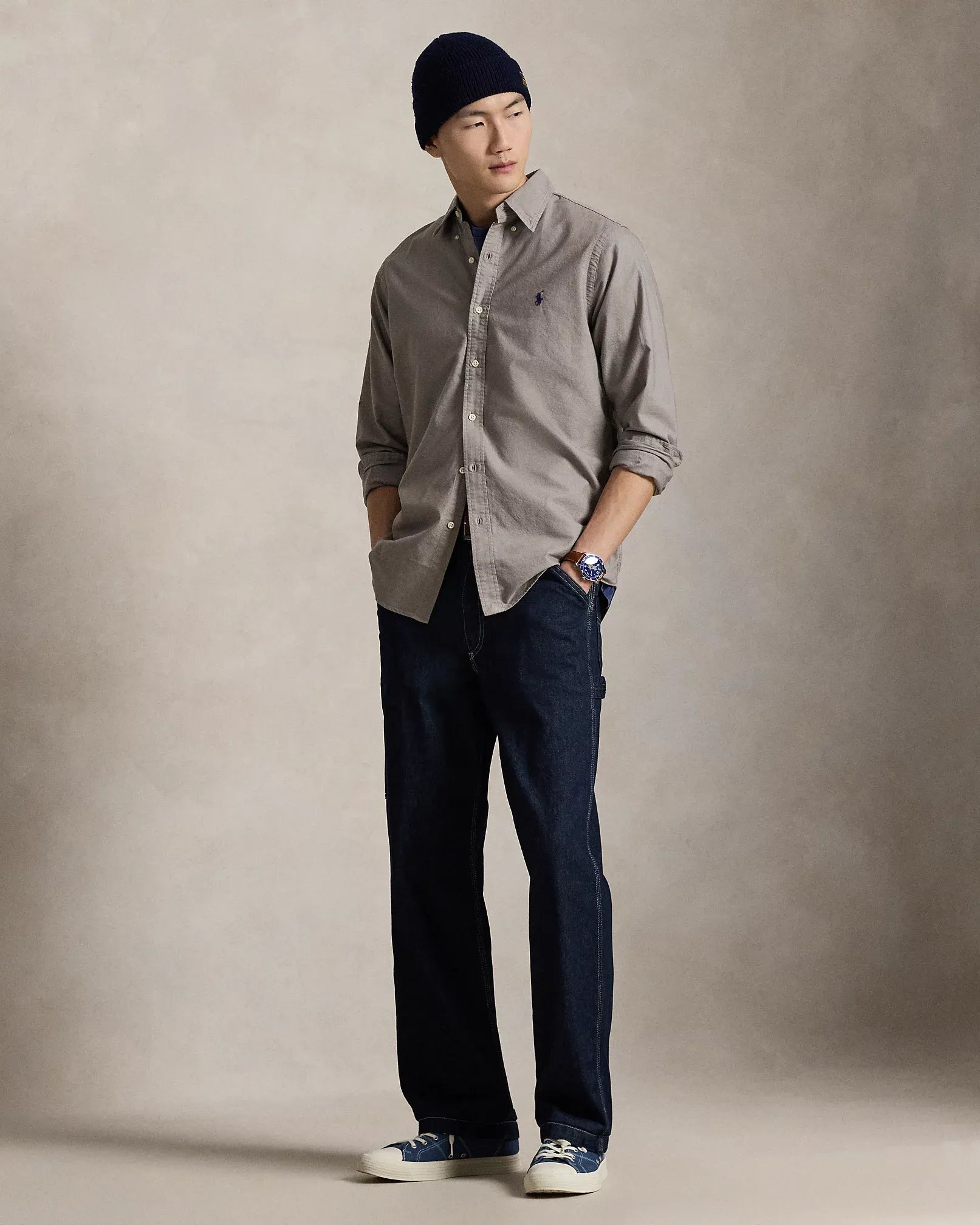 Classic Fit Garment-Dyed Oxford Shirt (Perfect Grey)
