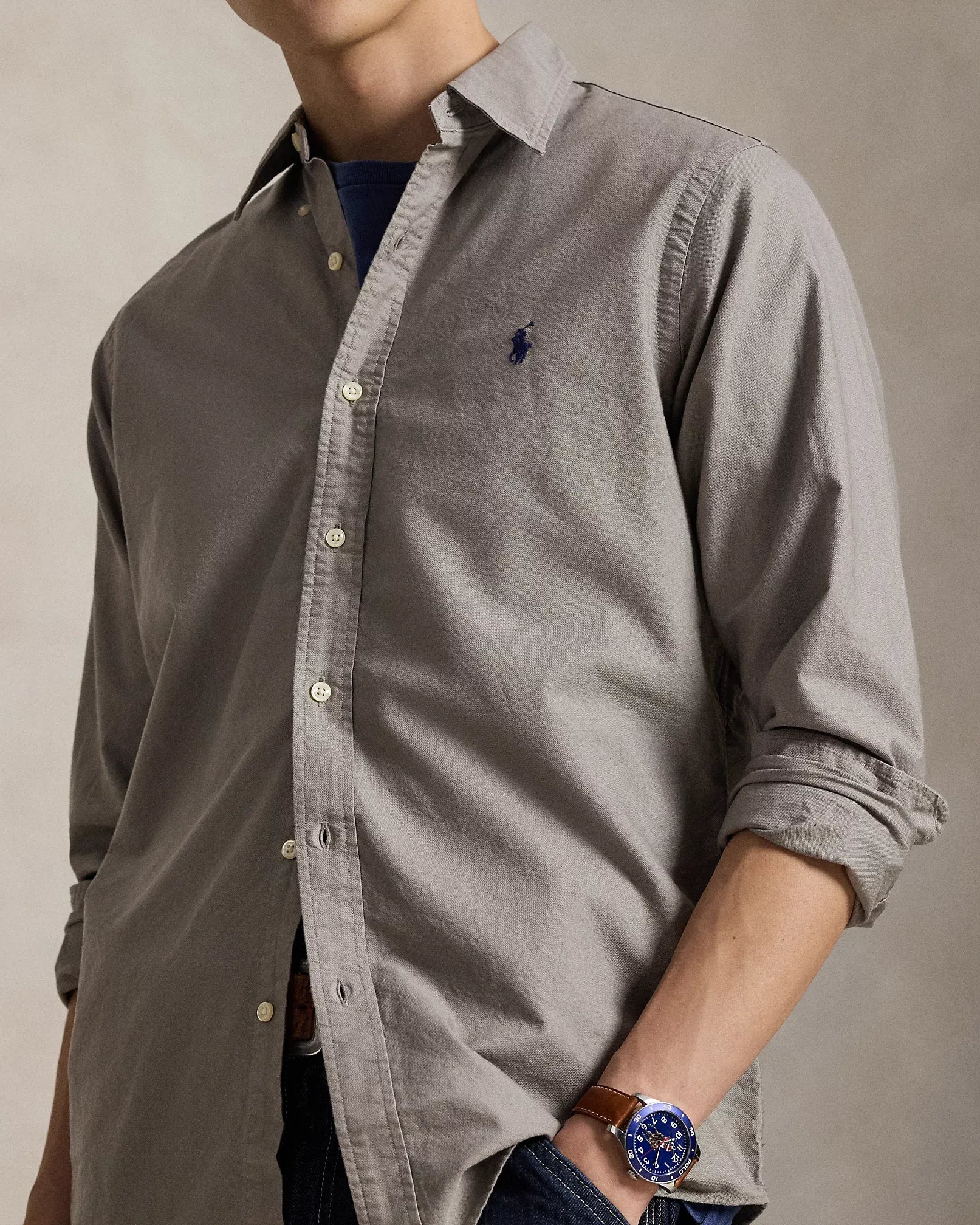 Classic Fit Garment-Dyed Oxford Shirt (Perfect Grey)