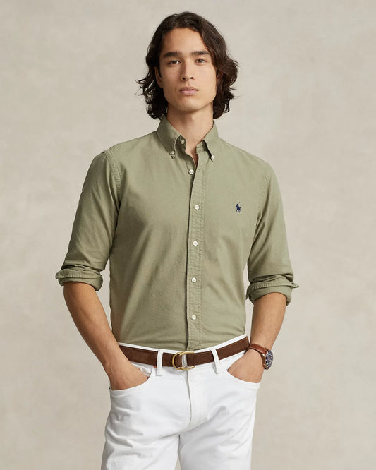 Classic Fit Garment-Dyed Oxford Shirt (Sage Green)