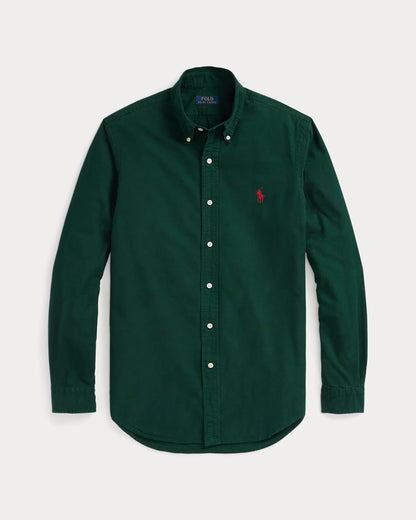 Classic Fit Garment-Dyed Oxford Shirt (Moss Agate)