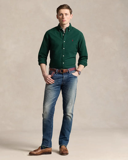 Classic Fit Garment-Dyed Oxford Shirt (Moss Agate)
