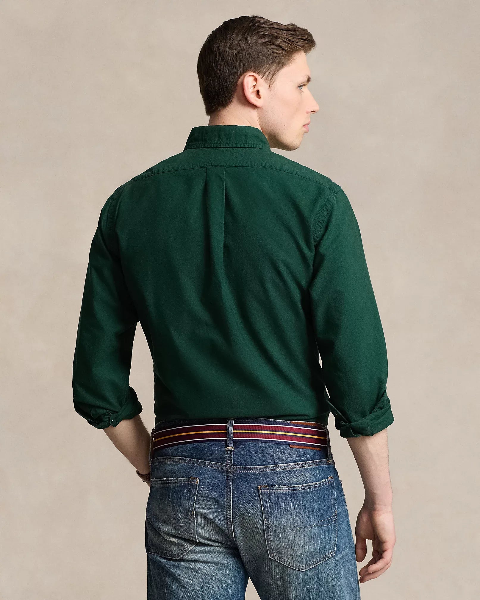 Classic Fit Garment-Dyed Oxford Shirt (Moss Agate)
