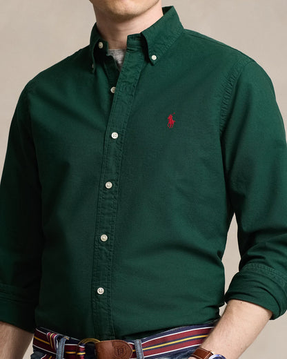 Classic Fit Garment-Dyed Oxford Shirt (Moss Agate)