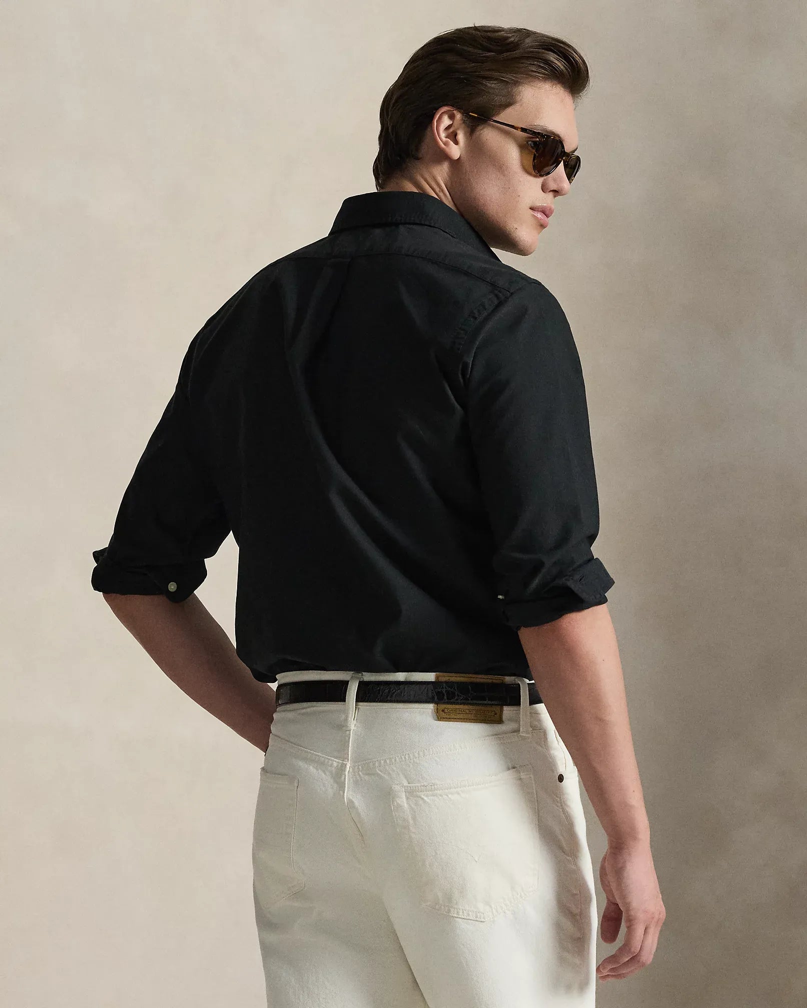 Classic Fit Garment-Dyed Oxford Shirt (Polo Black)