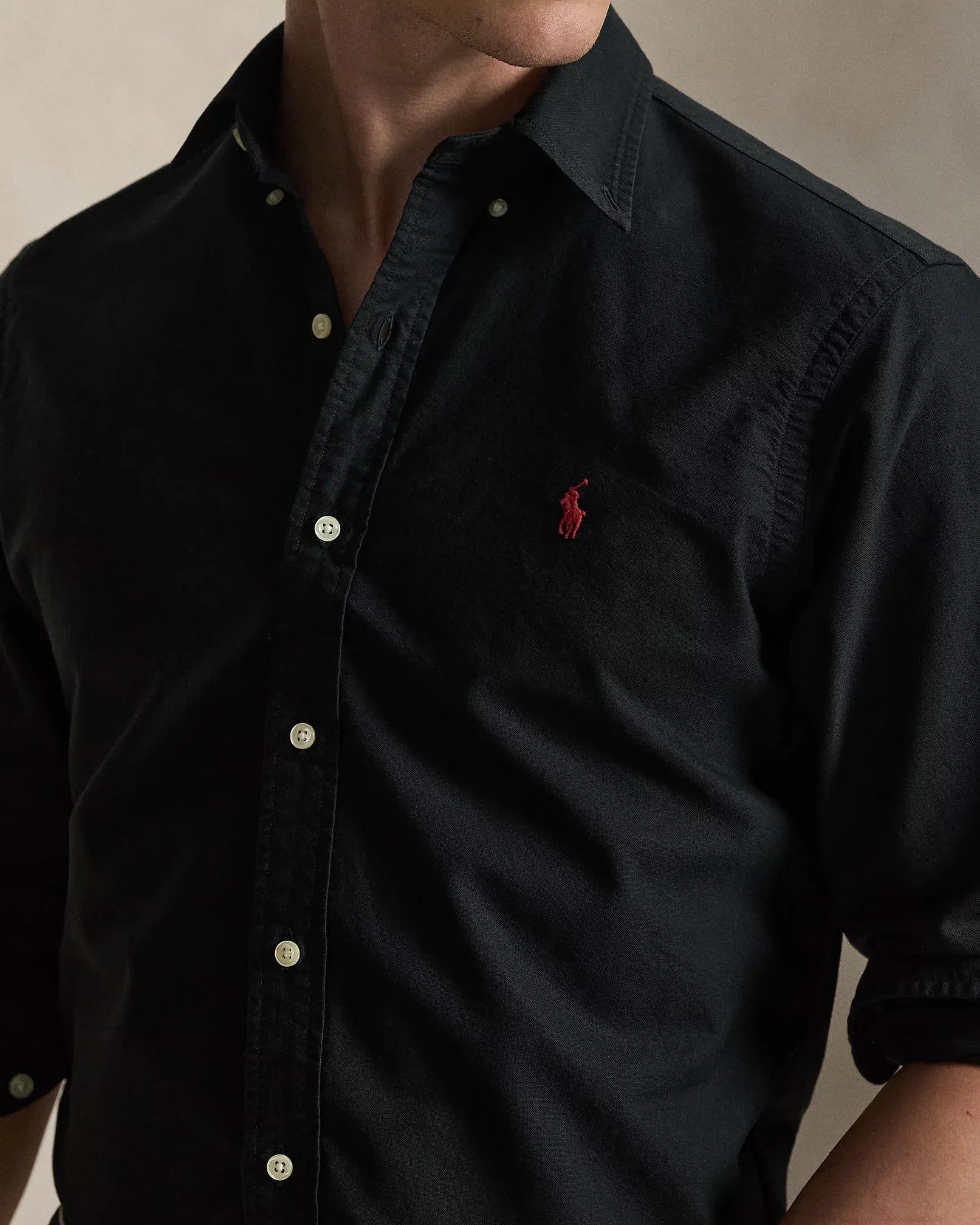 Classic Fit Garment-Dyed Oxford Shirt (Polo Black)