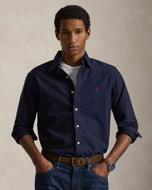 Classic Fit Garment-Dyed Oxford Shirt (RL Navy)