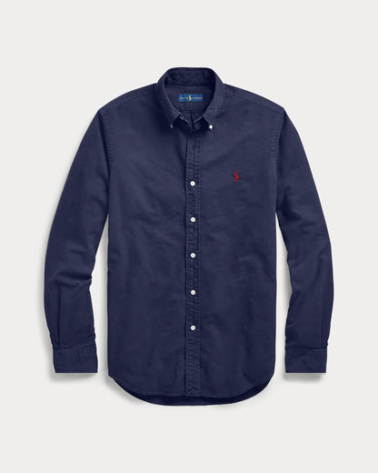 Classic Fit Garment-Dyed Oxford Shirt (RL Navy)
