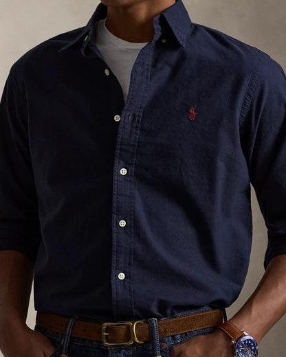 Classic Fit Garment-Dyed Oxford Shirt (RL Navy)