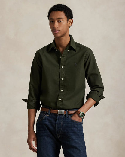 Classic Fit Garment-Dyed Oxford Shirt (Estate Olive)