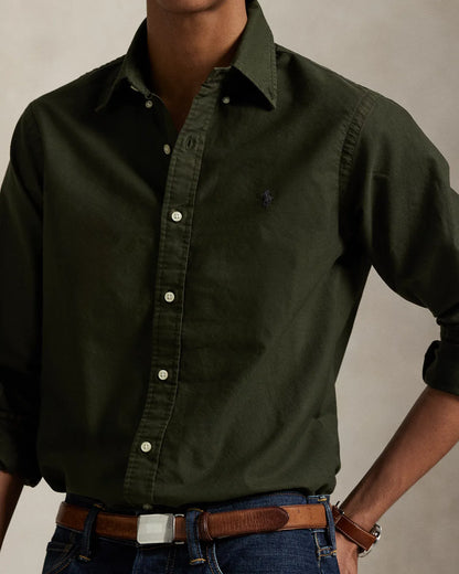 Classic Fit Garment-Dyed Oxford Shirt (Estate Olive)