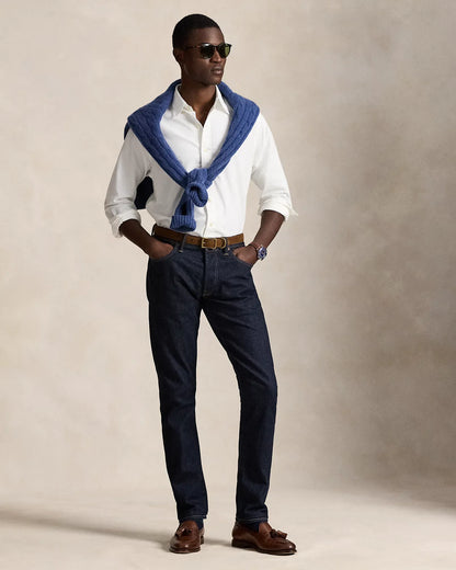 Classic Fit Garment-Dyed Oxford Shirt (White)