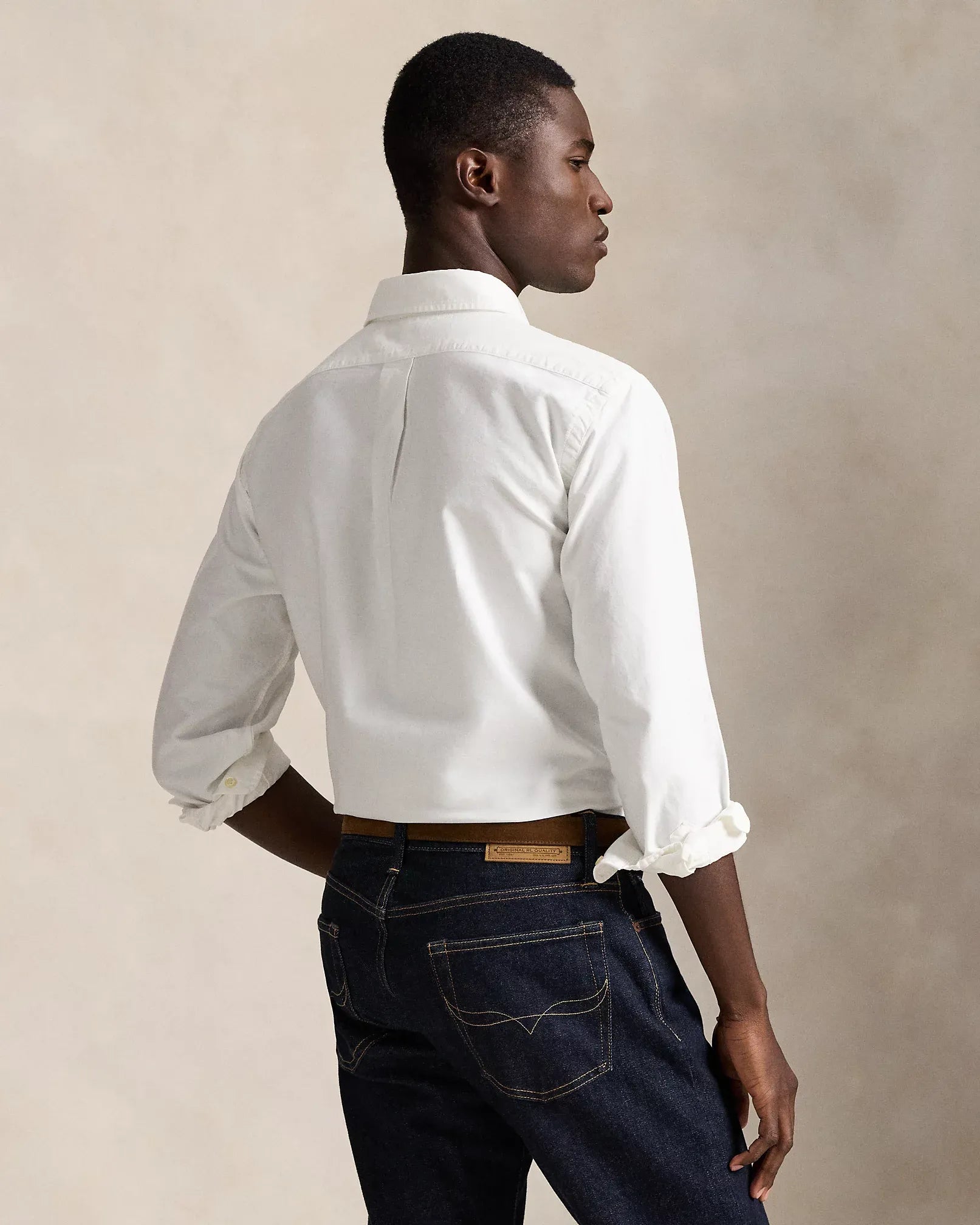 Classic Fit Garment-Dyed Oxford Shirt (White)