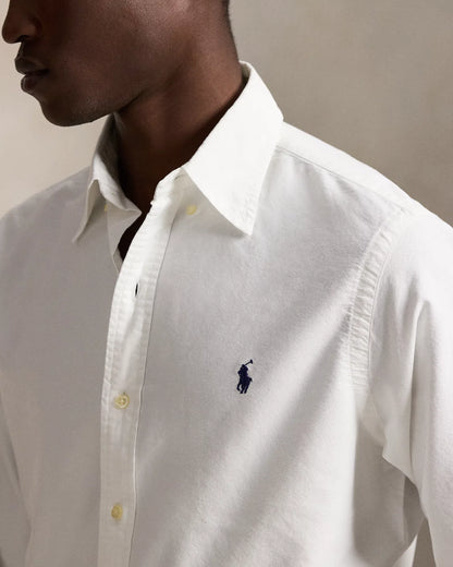 Classic Fit Garment-Dyed Oxford Shirt (White)