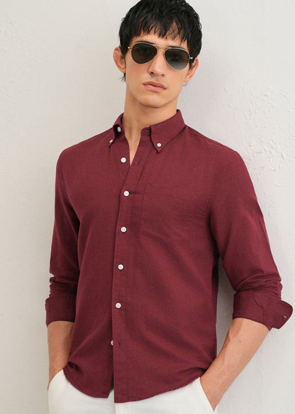 Linen Blend (Berry Red)
