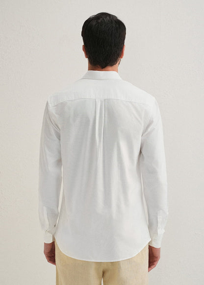 Classic Fit Garment-Dyed Oxford Shirt (White)