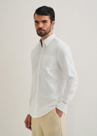 Classic Fit Garment-Dyed Oxford Shirt (White)