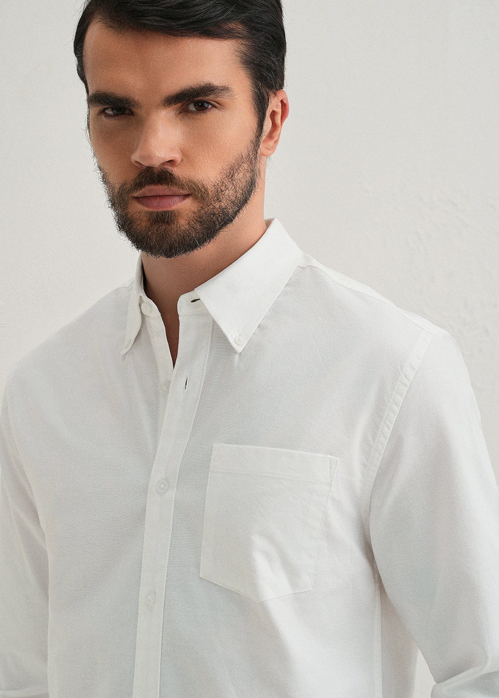 Classic Fit Garment-Dyed Oxford Shirt (White)