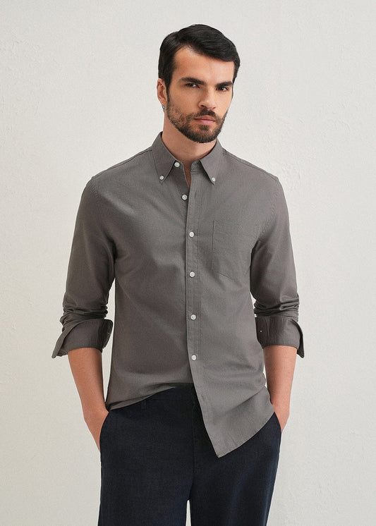 Classic Fit Garment-Dyed Oxford Shirt (Perfect Grey)