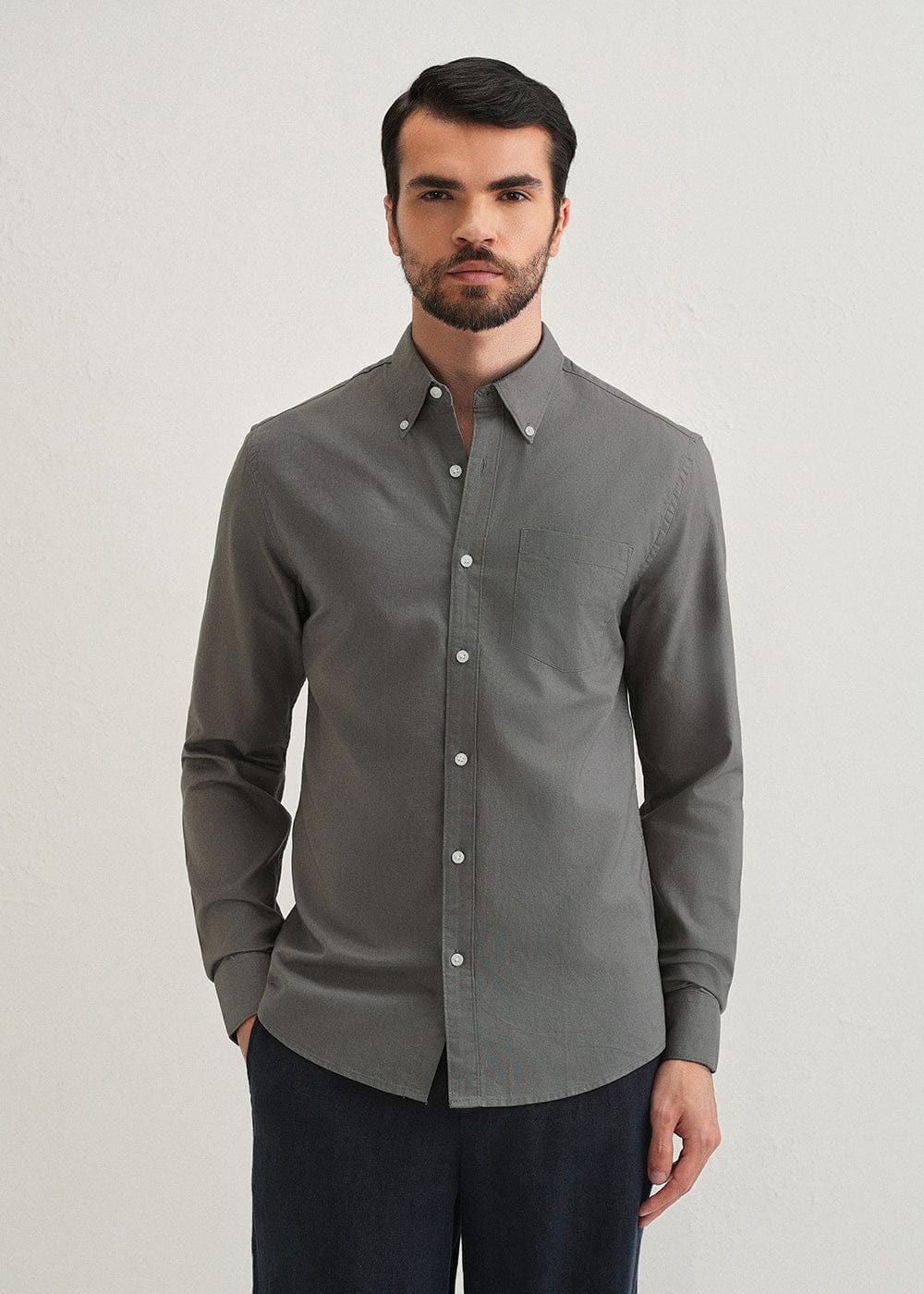 Classic Fit Garment-Dyed Oxford Shirt (Perfect Grey)