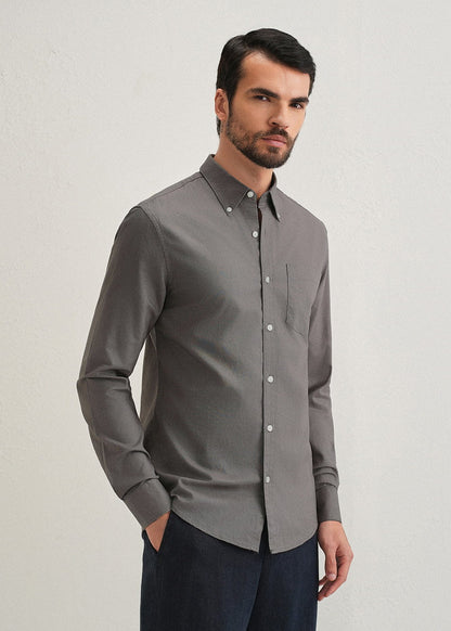 Classic Fit Garment-Dyed Oxford Shirt (Perfect Grey)
