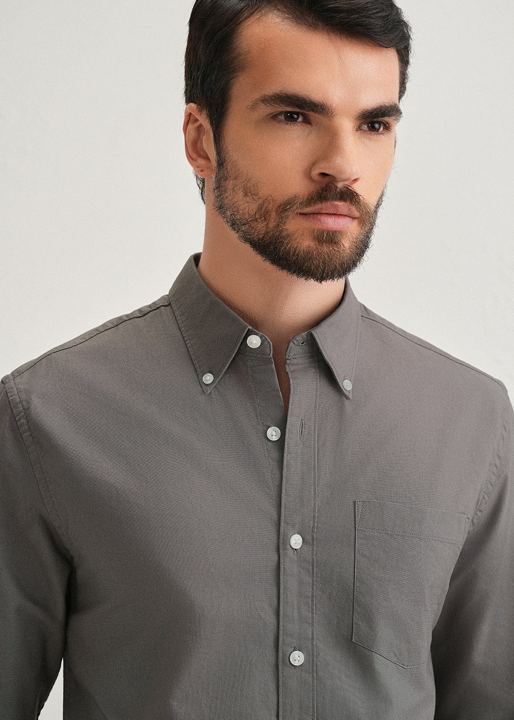 Classic Fit Garment-Dyed Oxford Shirt (Perfect Grey)
