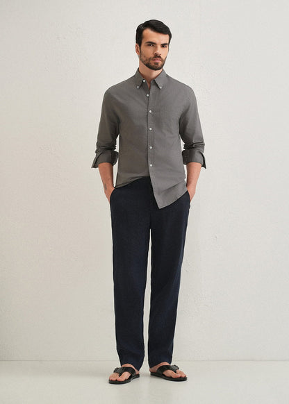 Classic Fit Garment-Dyed Oxford Shirt (Perfect Grey)