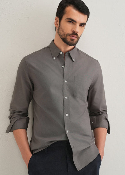 Classic Fit Garment-Dyed Oxford Shirt (Perfect Grey)