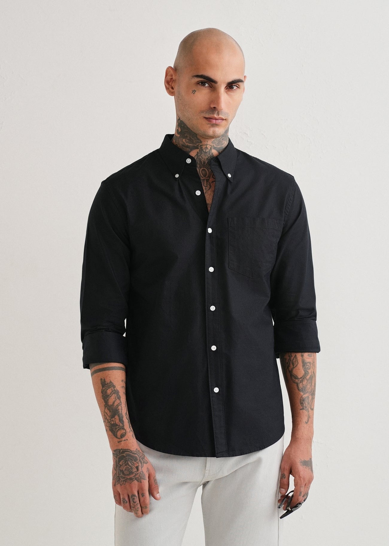 Classic Fit Garment-Dyed Oxford Shirt (Polo Black)