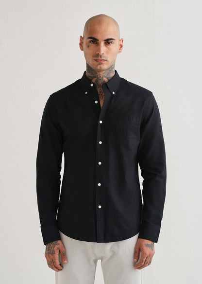 Classic Fit Garment-Dyed Oxford Shirt (Polo Black)