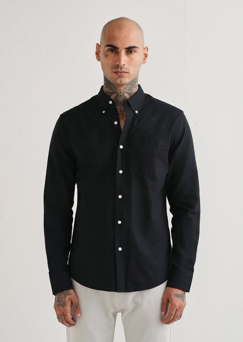 Classic Fit Garment-Dyed Oxford Shirt (Polo Black)