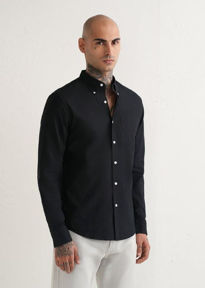 Classic Fit Garment-Dyed Oxford Shirt (Polo Black)