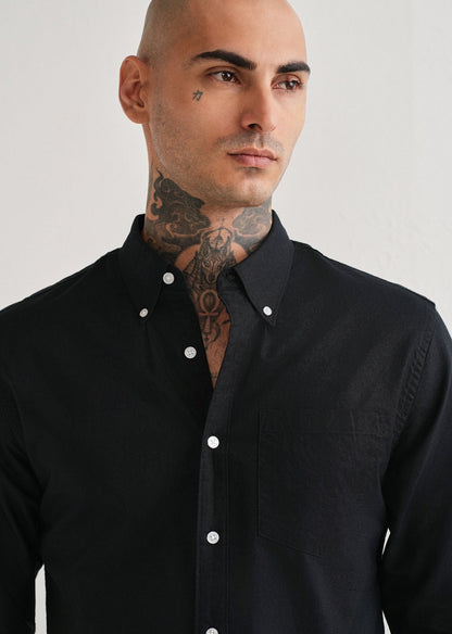 Classic Fit Garment-Dyed Oxford Shirt (Polo Black)