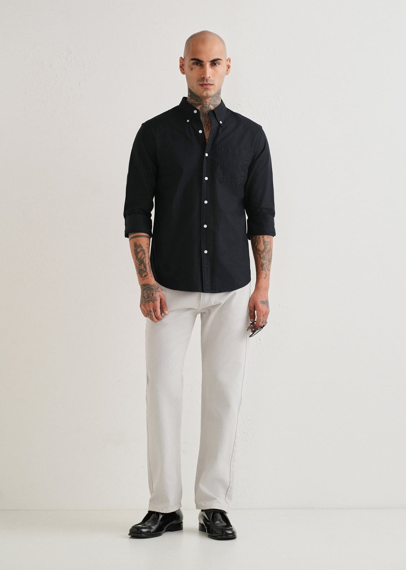 Classic Fit Garment-Dyed Oxford Shirt (Polo Black)