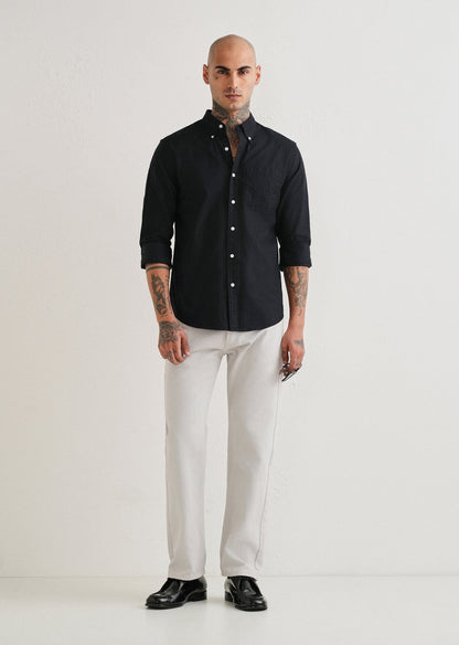 Classic Fit Garment-Dyed Oxford Shirt (Polo Black)