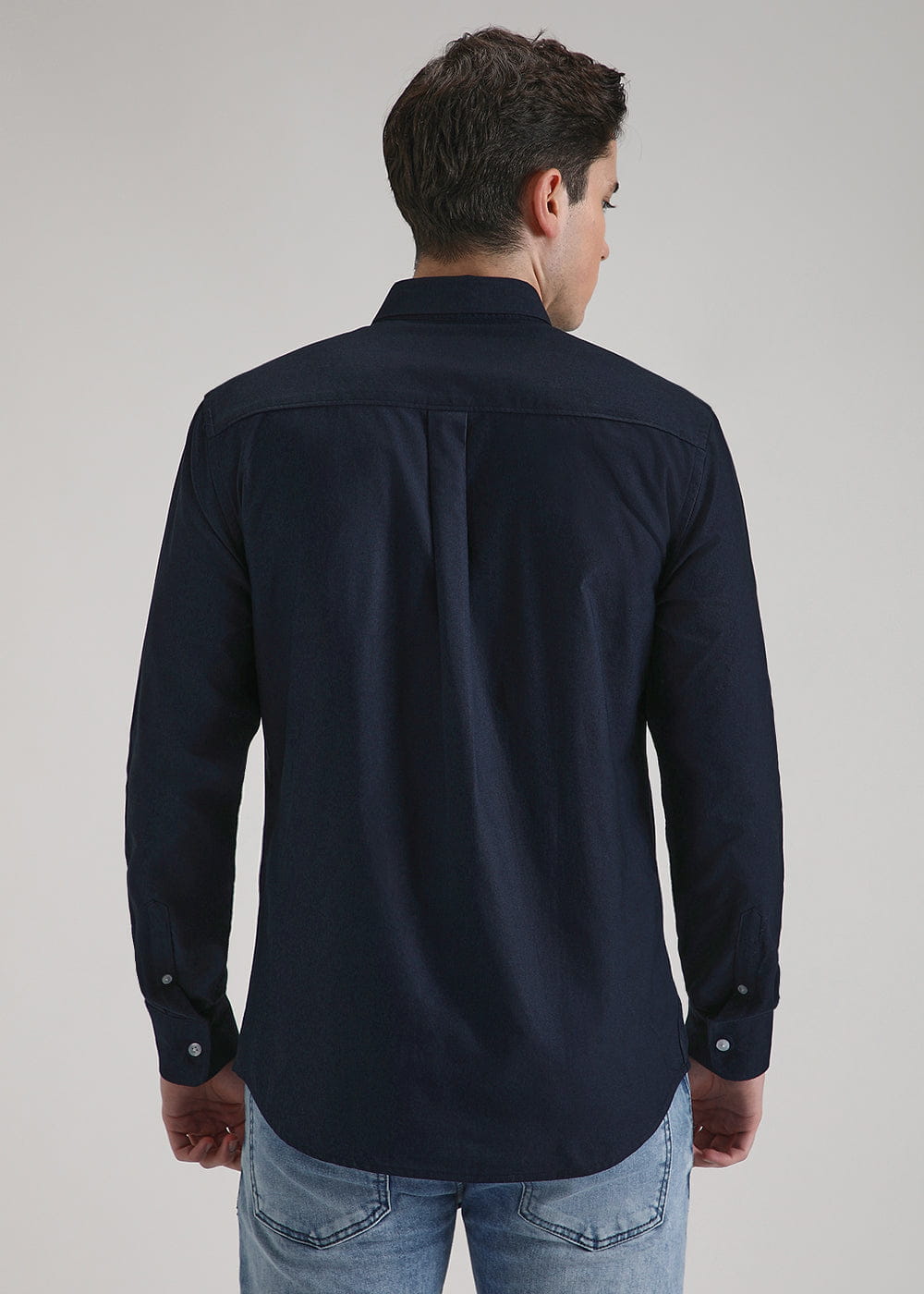Classic Fit Garment-Dyed Oxford Shirt (Navy)