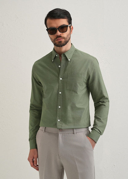 Classic Fit Garment-Dyed Oxford Shirt (Sage Green)