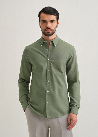 Classic Fit Garment-Dyed Oxford Shirt (Sage Green)