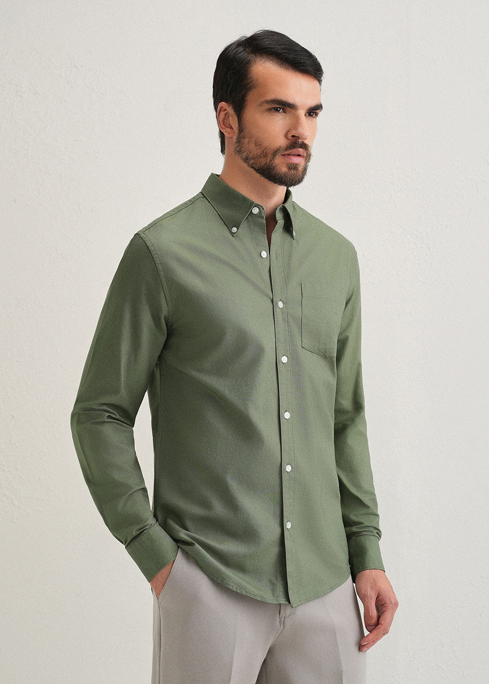 Classic Fit Garment-Dyed Oxford Shirt (Sage Green)