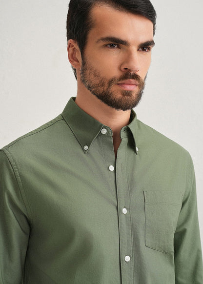 Classic Fit Garment-Dyed Oxford Shirt (Sage Green)