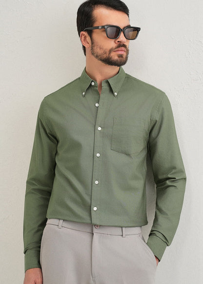 Classic Fit Garment-Dyed Oxford Shirt (Sage Green)