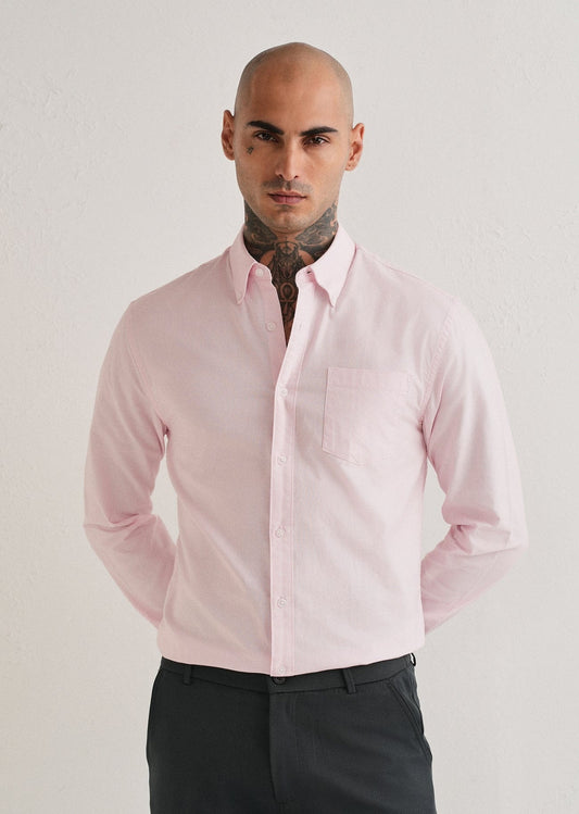 Classic Fit Garment-Dyed Oxford Shirt (Caramel Pink)